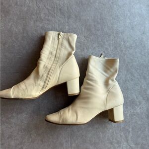 By Far Elegant Cream Ankle Boots